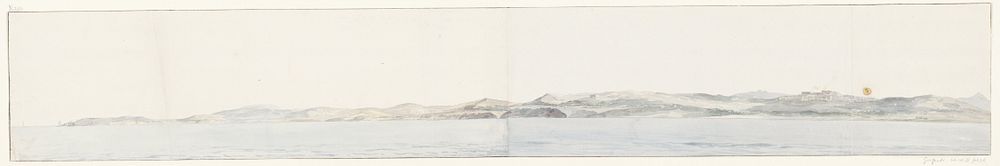 Panorama met Agrigento en de kust (1778) by Louis Ducros