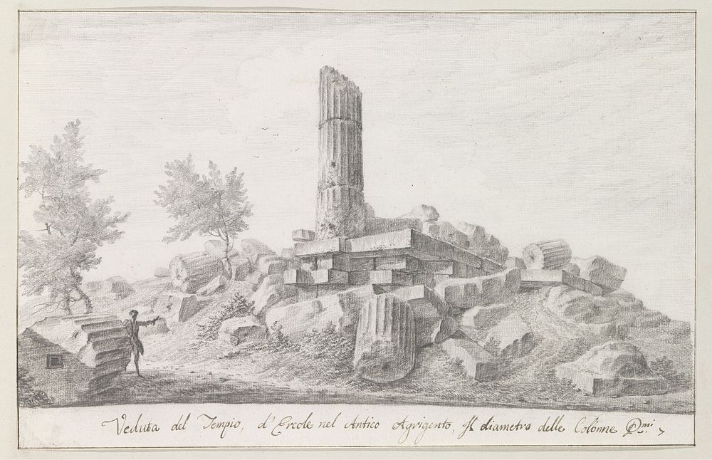 Resten van Hercules tempel in oude Agrigento (1778) by Louis Mayer