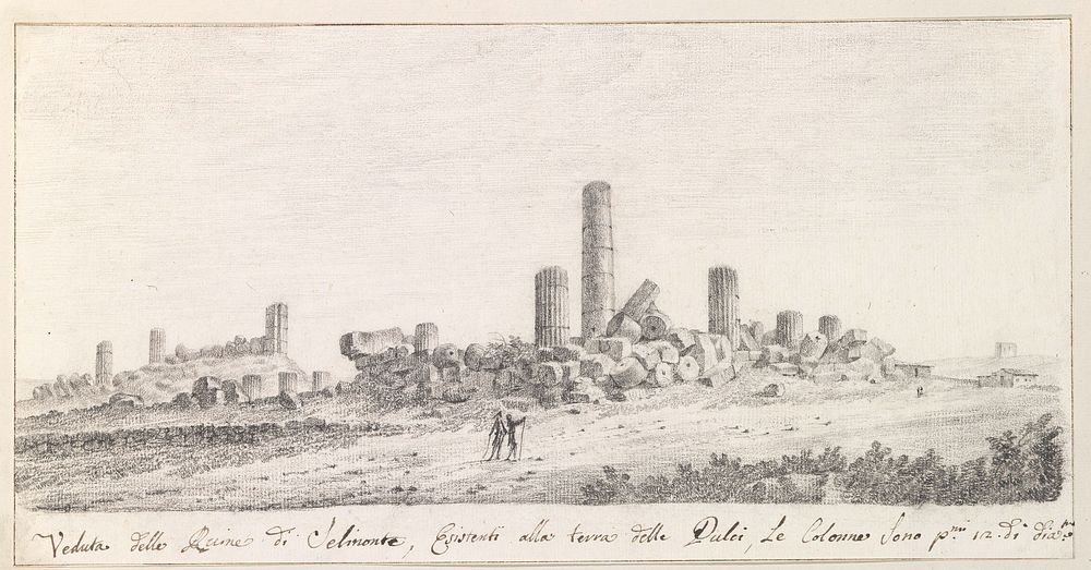 Gezicht op ruïne van tempel in Selinunte (1778) by Louis Mayer