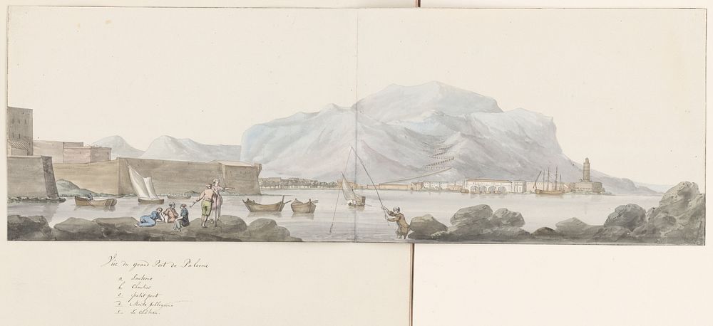 Gezicht op de grote haven van Palermo (1778) by Louis Ducros