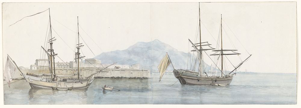 Gezicht op de kleine haven van Palermo (1778) by Louis Ducros