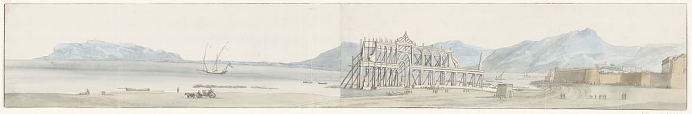 Gezicht op poort en bastion te Palermo (1778) by Louis Ducros