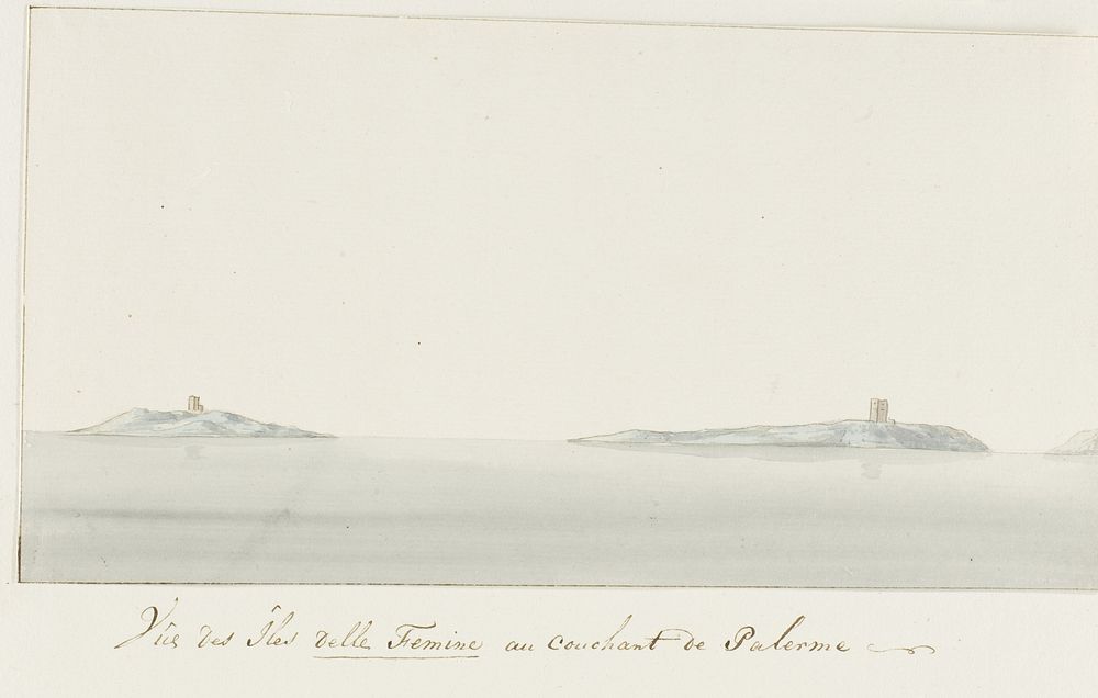 Gezicht op Isola delle Femine ten westen Palermo (1778) by Louis Ducros