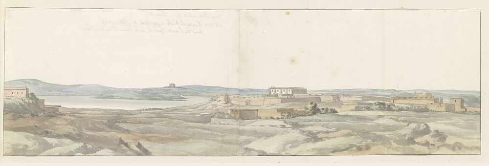 Gezicht op onvoltooide Citta Nuova bij de baai Ras il cala op eiland Gozo (1778) by Louis Ducros