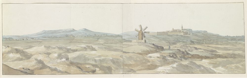 Gezicht op stad Ghozo op eiland Gozo (1778) by Louis Ducros