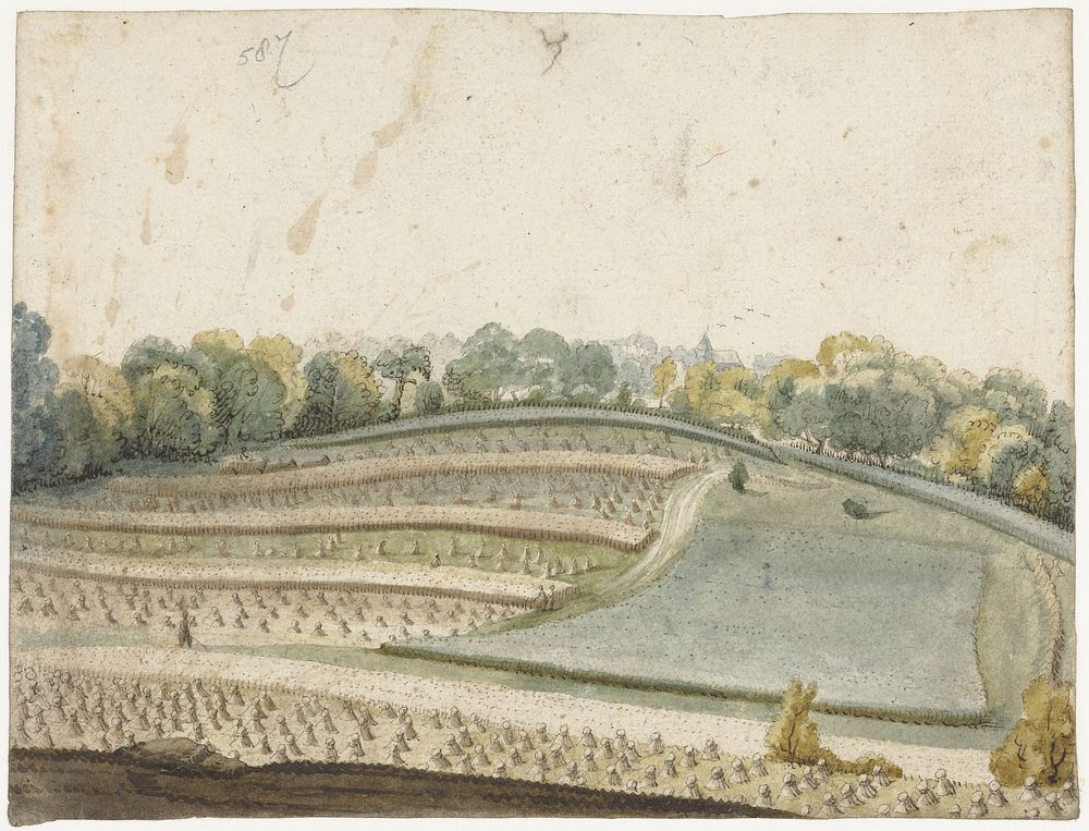 Panorama van een golvend graanveld van boven gezien (c. 1626 - 1630) by Gerard ter Borch I