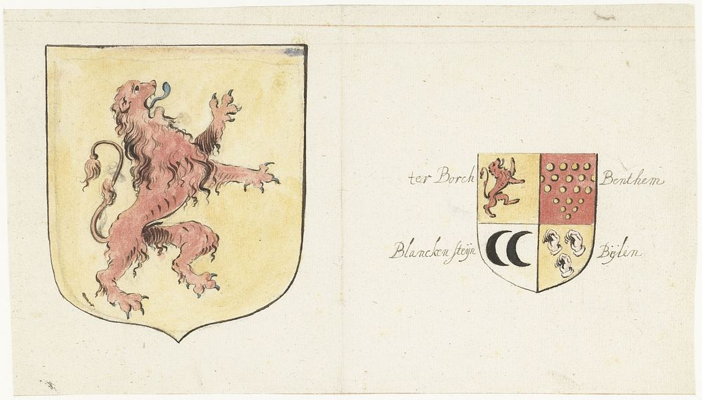 Twee wapenschilden (c. 1660 - c. 1669) by Gesina ter Borch