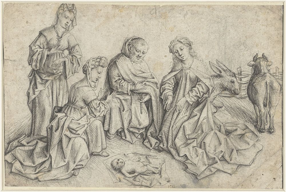 Aanbidding van het kind in de stal (c. 1512) by anonymous