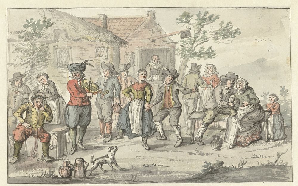 Vrolijk gezelschap voor een herberg (1661 - 1693) by Gerrit Grasdorp