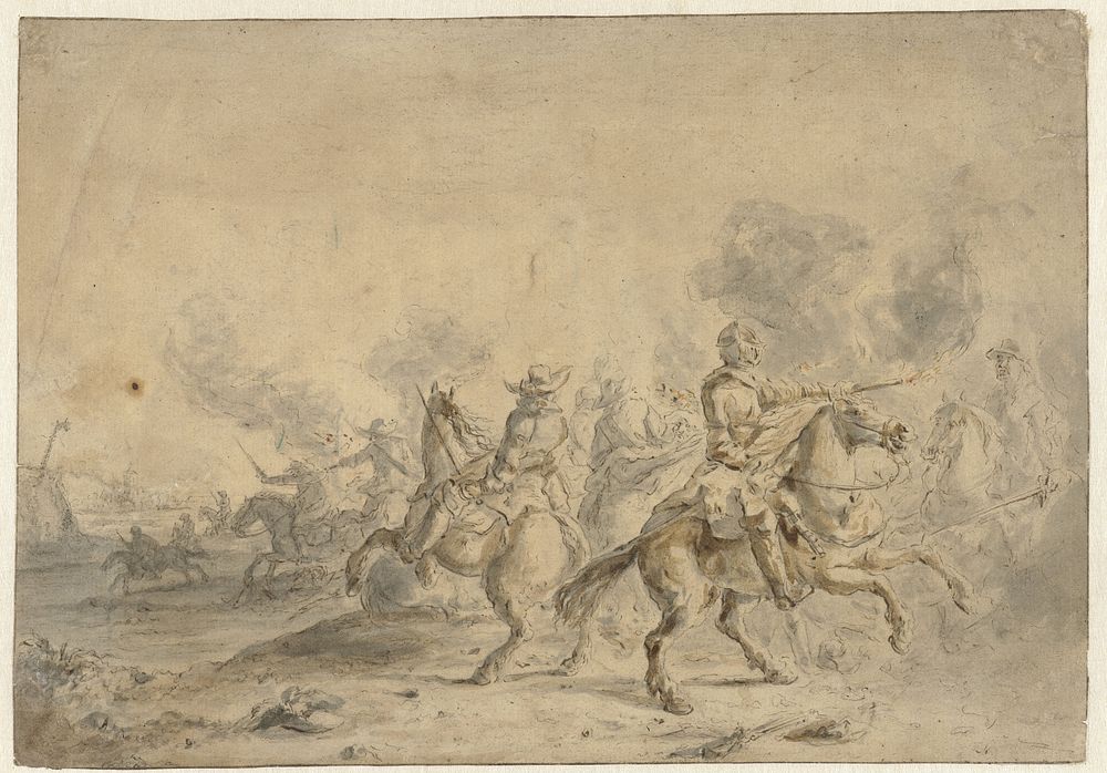 Ruitergevecht (1600 - 1699) by anonymous and Jan van Huchtenburg