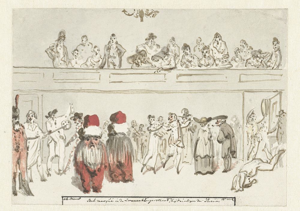 Bal masqué in de Zwanenburgerstraat (dagboek, 26 maart) (1805 - 1808) by Christiaan Andriessen