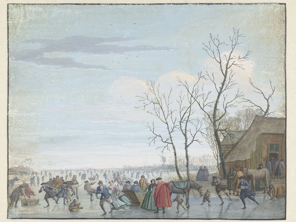 Winterlandschap met ijsvermaak (1697 - 1741) by Louis Chalon