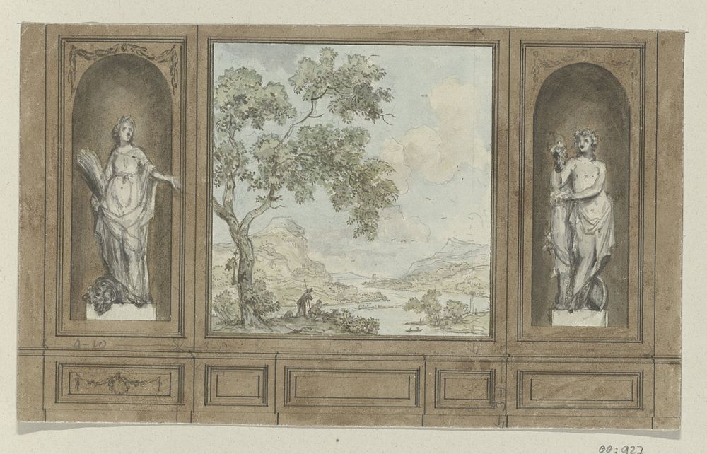 Ontwerptekening voor een kamerwand (1760 - 1819) by Jurriaan Andriessen