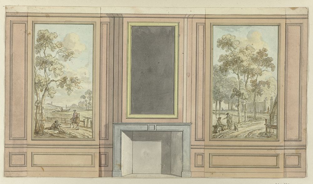 Ontwerp voor een wandschildering in de zijkamer bij Hendrik Wessels (c. 1780) by Jurriaan Andriessen