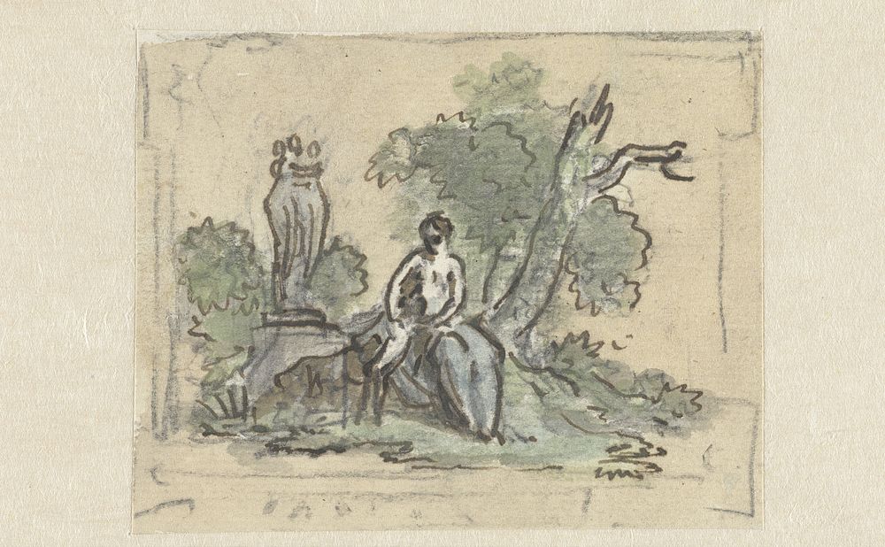 Vrouw met hond in park (c. 1752 - c. 1819) by Jurriaan Andriessen