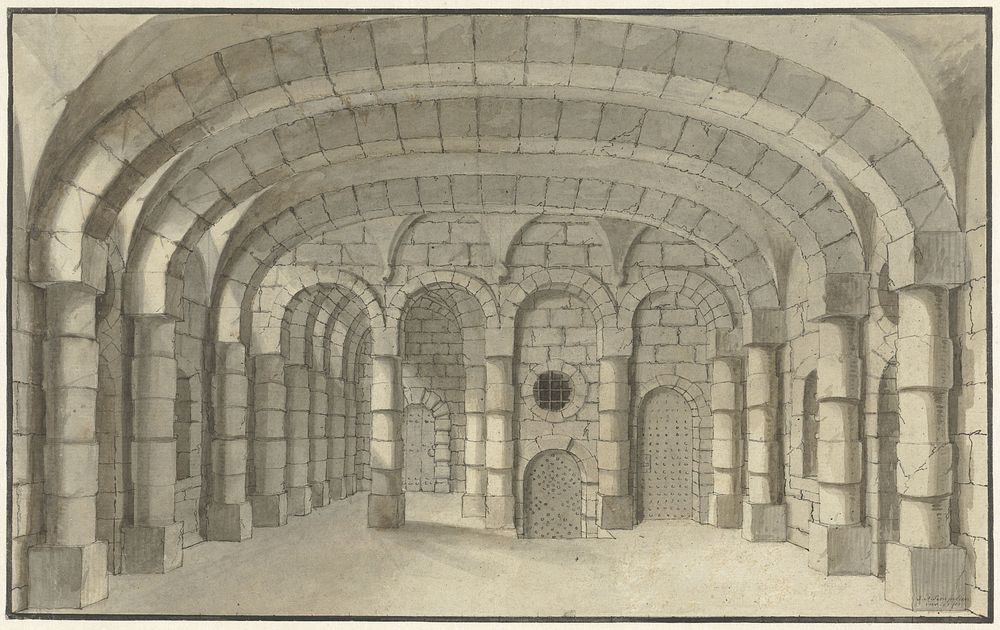 Decorontwerp van een kerker (1700 - 1800) by J A Tempelier