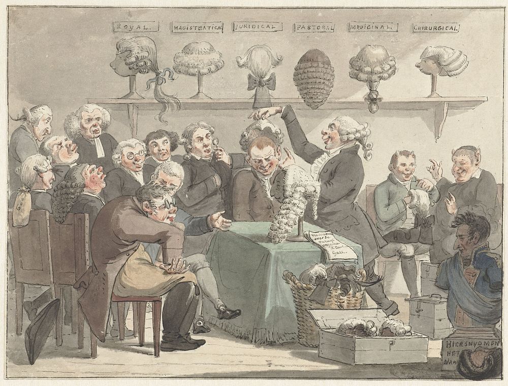 Mannen die pruiken passen (1800 - 1805) by Jacob Smies
