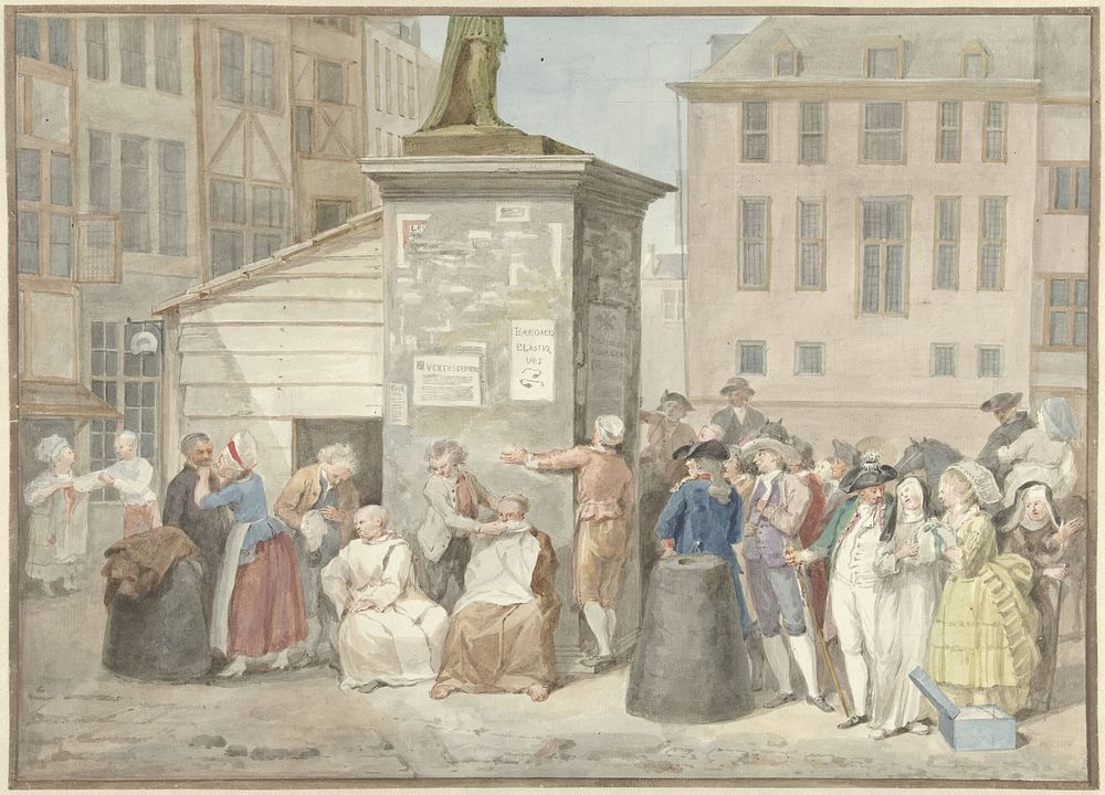 Plein met monniken en nonnen tijdens de revolutie in België, 20 oktober 1787 (1787) by Aert Schouman