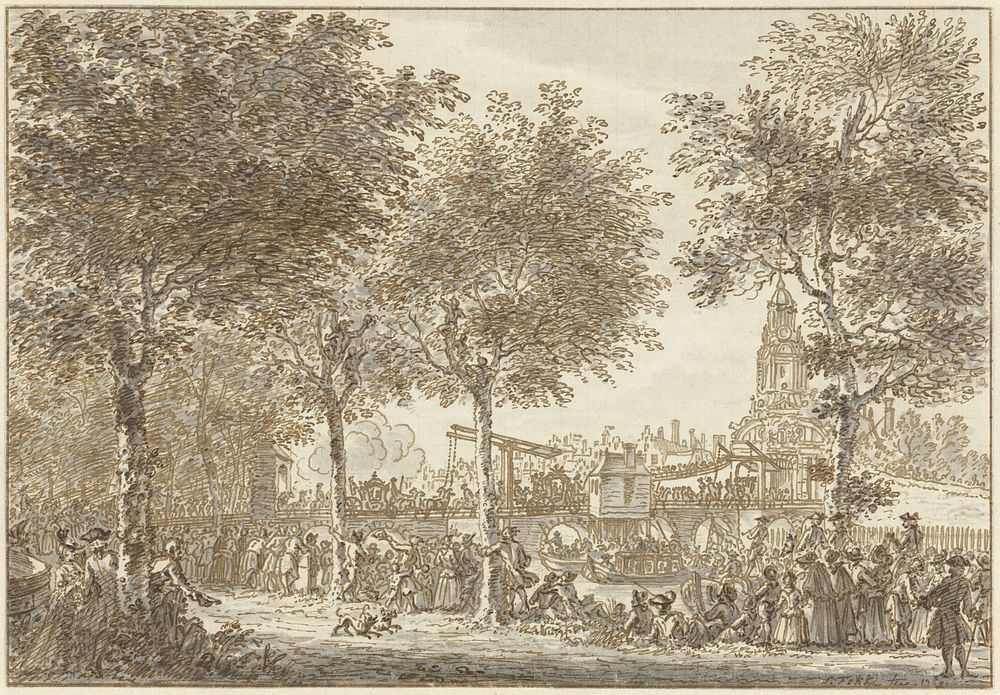 Aankomst van Willem V en Wilhelmina van Pruisen bij de Haarlemmerpoort, 1768 (1768 - 1769) by Simon Fokke