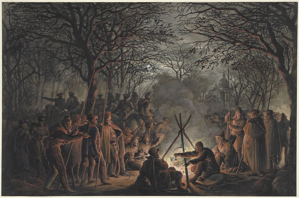 Kamp van de kozakken buiten de Muiderpoort te Amsterdam, 1813 (1813) by François Joseph Pfeiffer II