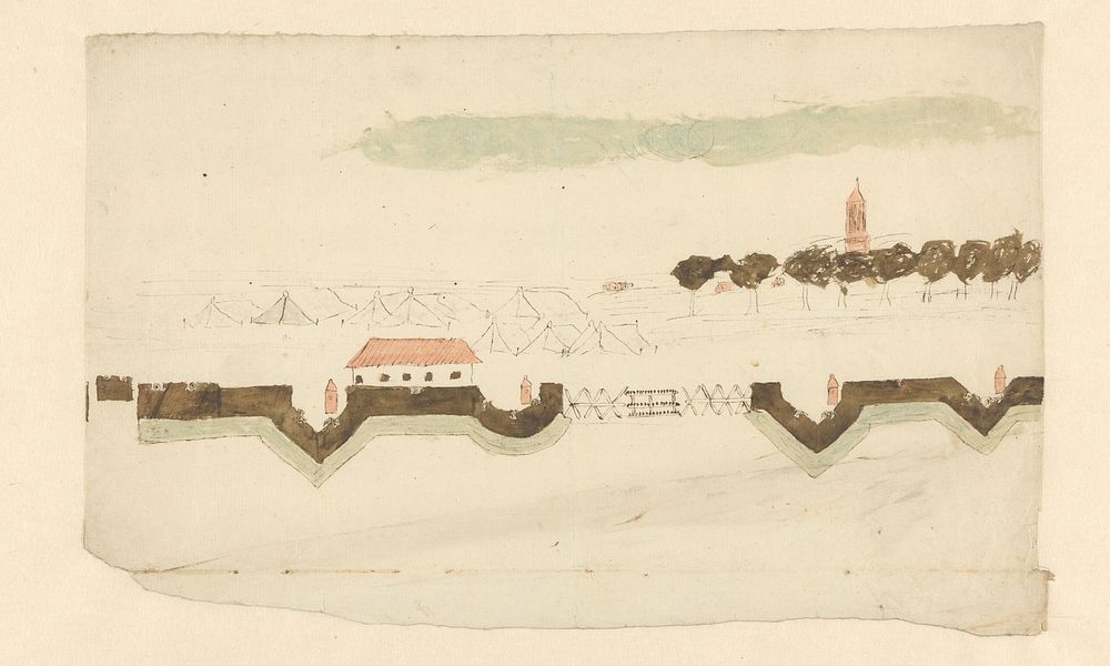 Schets van de verdedigingswallen om een stad (1700 - 1800) by anonymous