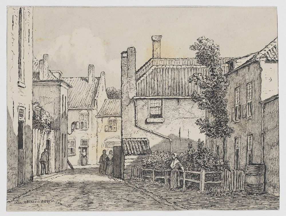 Gezicht op een straat (1836 - 1912) by Isaac Weissenbruch