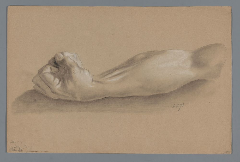 Gipsmodel van een arm met gebalde vuist (c. 1800 - c. 1900) by Alexander Cranendoncq