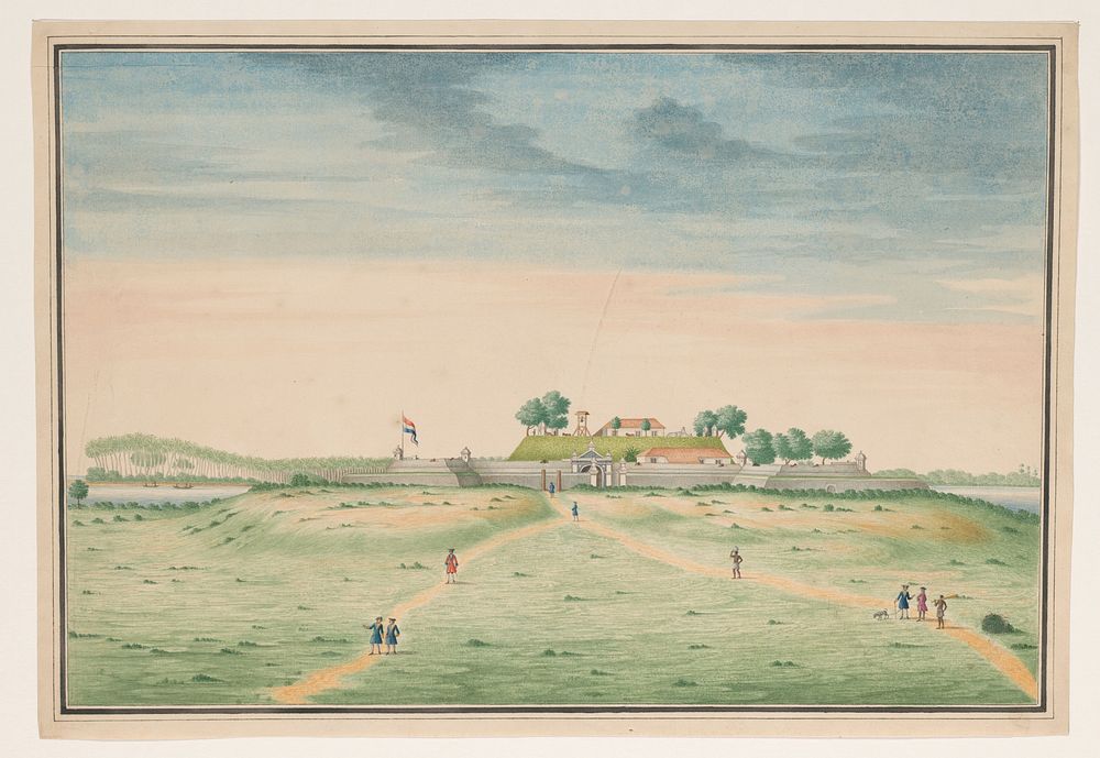 Gezicht op de zuidzijde van het fort te Kalutara (c. 1750) by anonymous