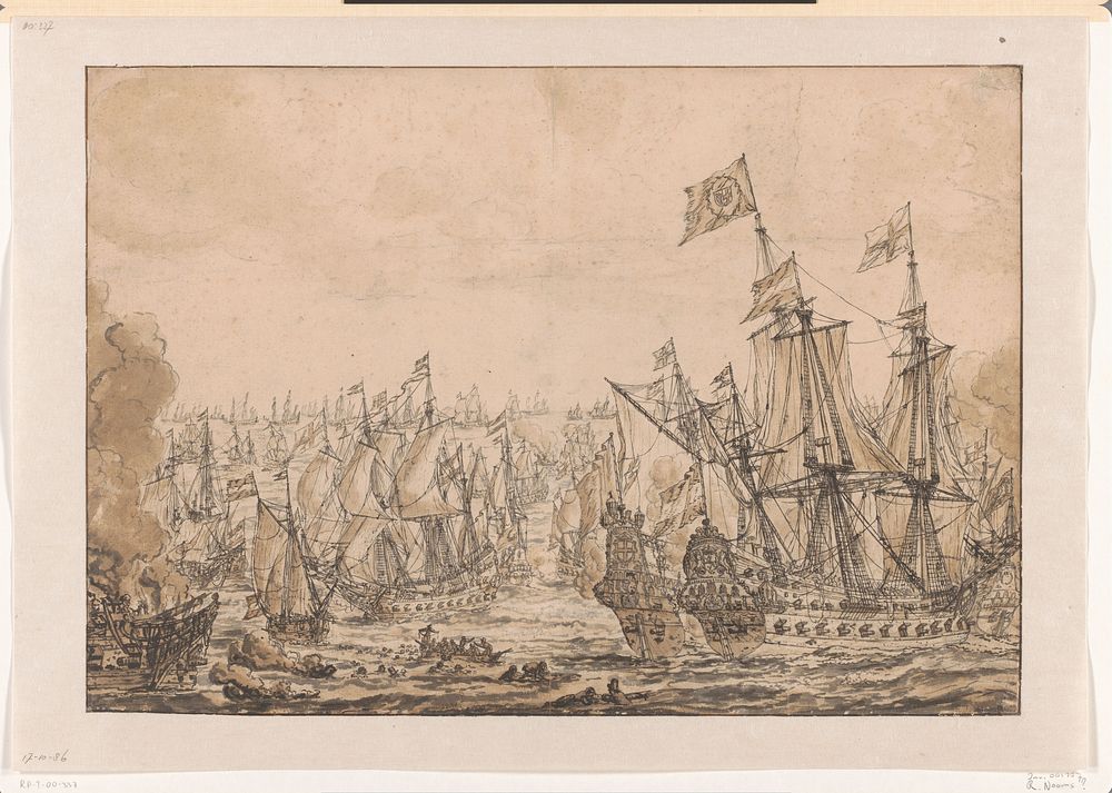 De zeeslag voor Katwijk op 8-10 augustus 1653 (1653 - 1658) by Reinier Nooms