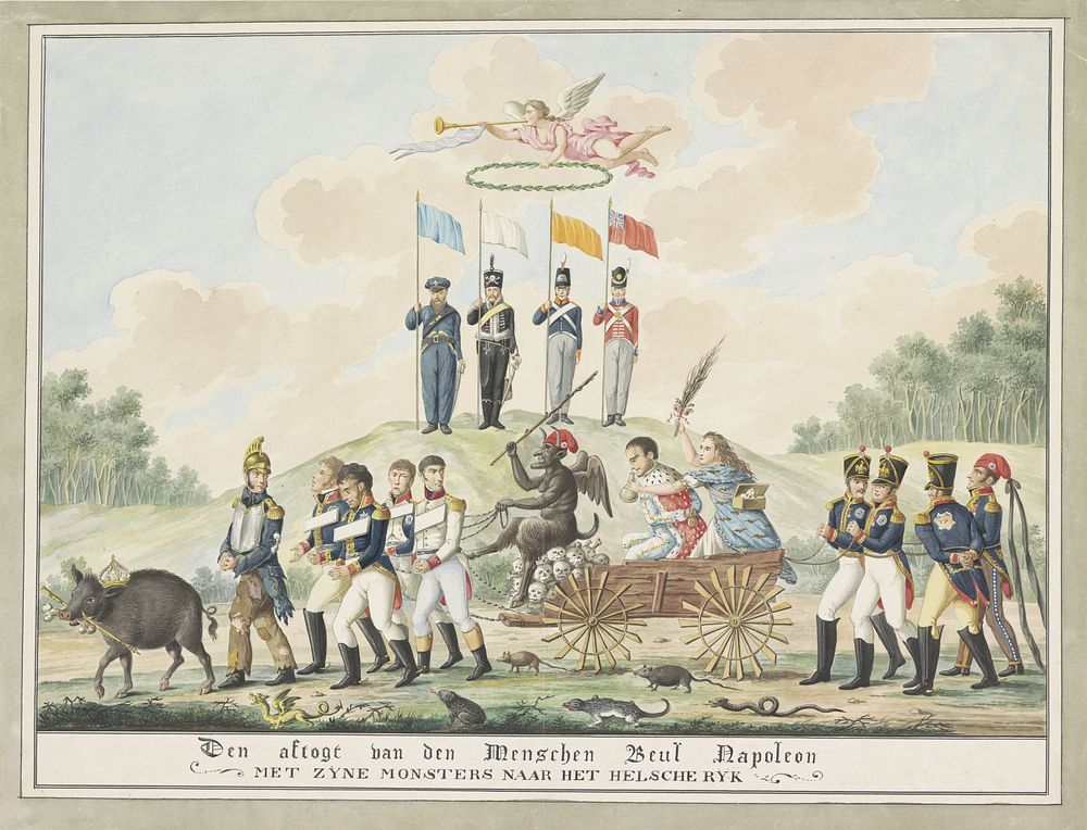 Spotprent op Napoleons verbanning naar Elba, 1814 (1814 - 1815) by Wijnand Esser