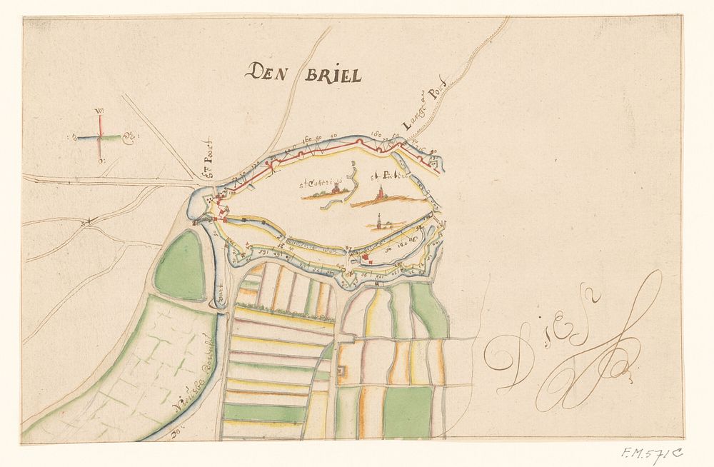 Plan van Den Briel, ca. 1600 (c. 1675 - c. 1725) by anonymous