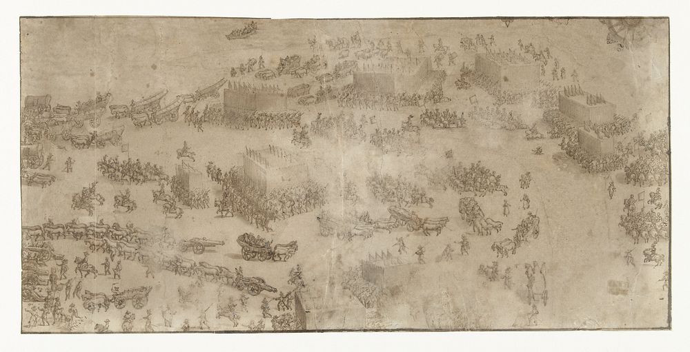 Het Staatse leger steekt de haven bij Nieuwpoort over, 1600 (1600) by Floris Balthasarsz van Berckenrode