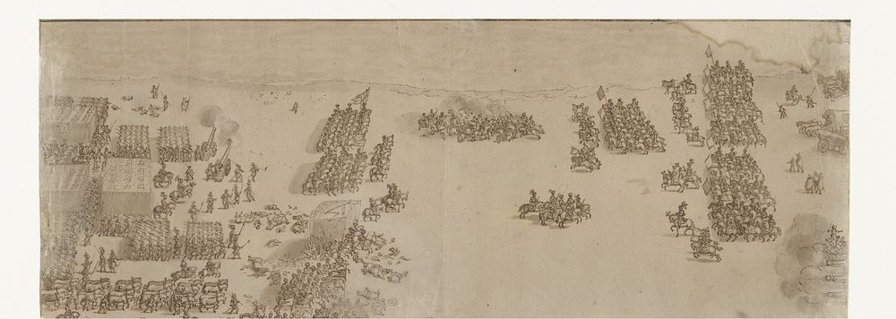 De eerste schermutselingen tussen Staatse en Spaanse soldaten op het strand bij Nieuwpoort, 1600 (1600) by Floris…
