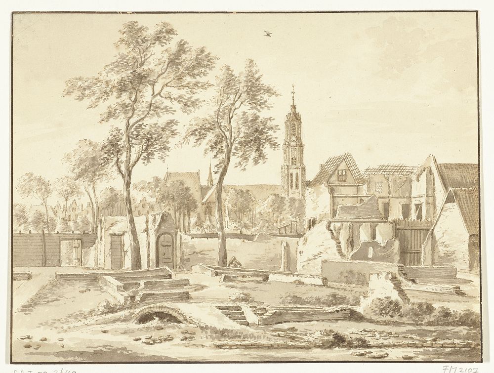 Ruine te Delft na de buskruitramp, 1654 (1690 - 1720) by anonymous