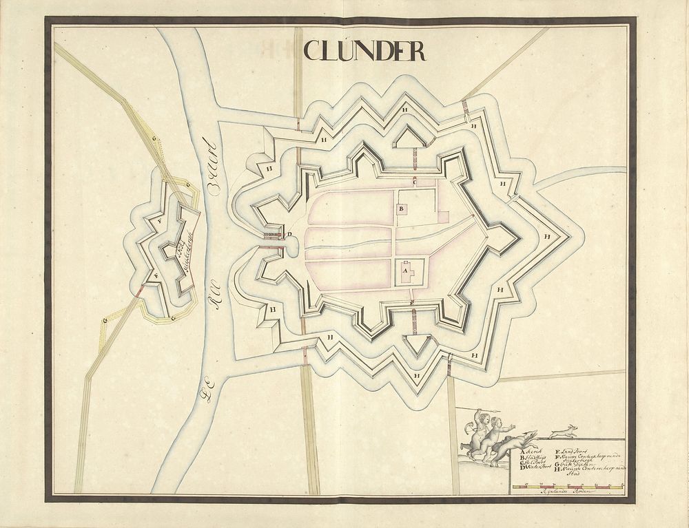 Plattegrond van Klundert, ca. 1701-1715 (1701 - 1715) by Samuel Du Ry de Champdoré
