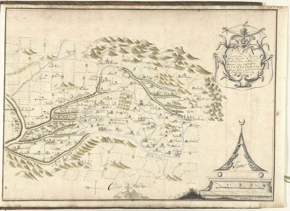 Kaart van het stroomgebied van de rivieren Rio Agueda en Rio Coa, ca. 1701-1715 (1701 - 1715) by Samuel Du Ry de Champdoré