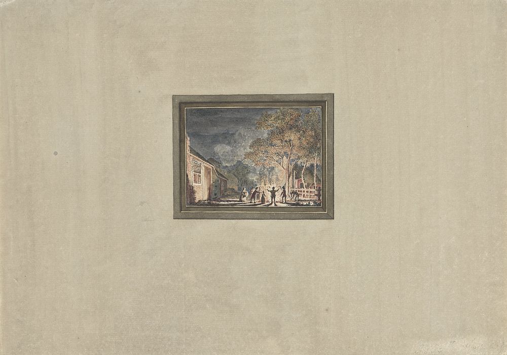 Brand te Muiderberg, 1746 (1746) by anonymous and Johannes de Bosch