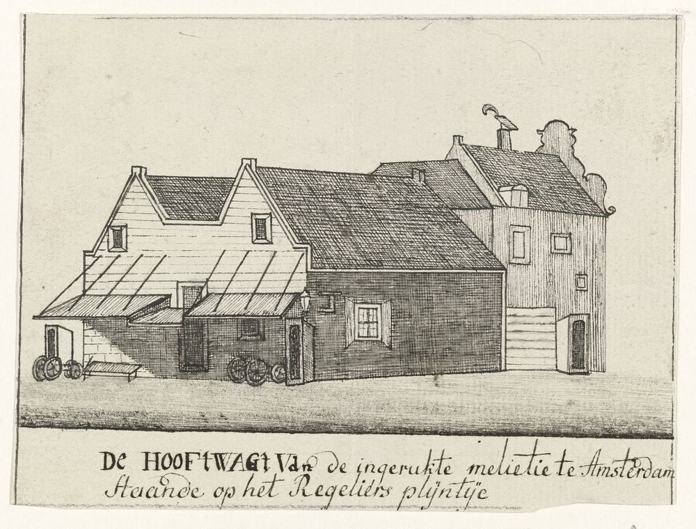 Hoofdwacht van de landsmilitie op de Botermarkt te Amsterdam, 1787 (1787 - 1788) by anonymous