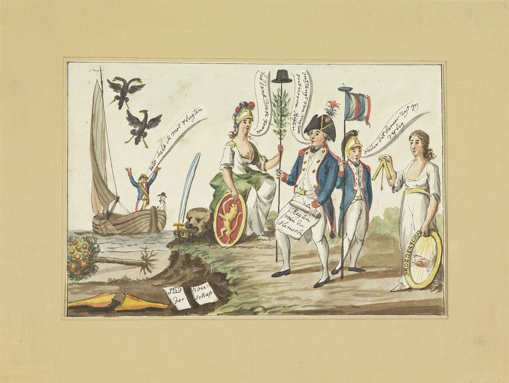 Herstel van de vrijheid dankzij de Fransen, 1795 (1795) by anonymous