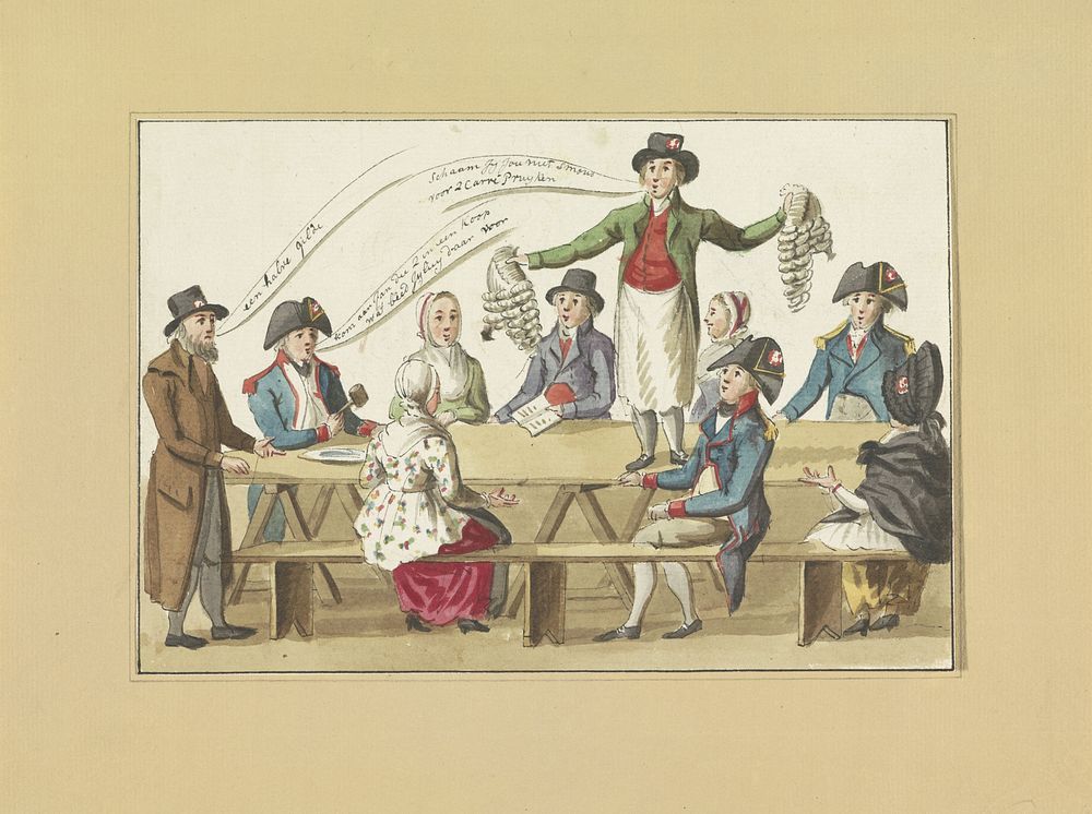 Verkopen van de pruiken, 1795 (1795) by anonymous