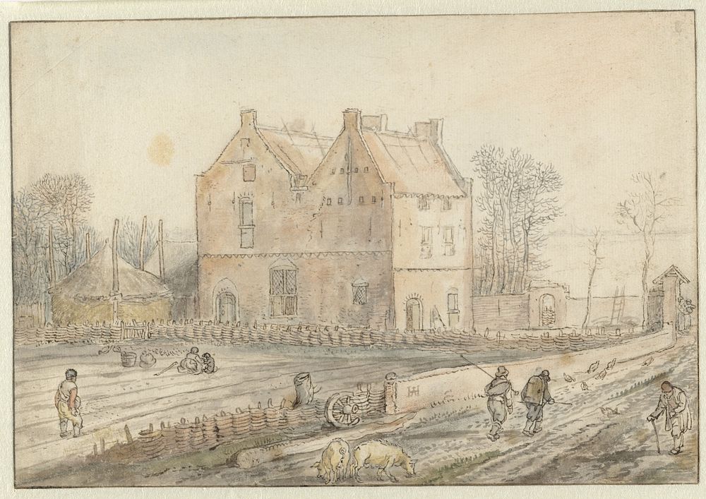 View of a Country House with Sowers in the Field (c. 1610 - c. 1615) by Hendrick Avercamp