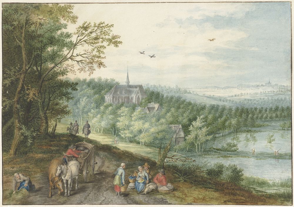 Landschap (1704 - 1758) by Sybrand Feitama II and Jan Brueghel I