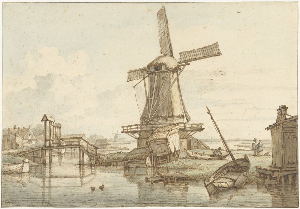 Landschap met windmolen (1776 - 1822) by Jan Hulswit