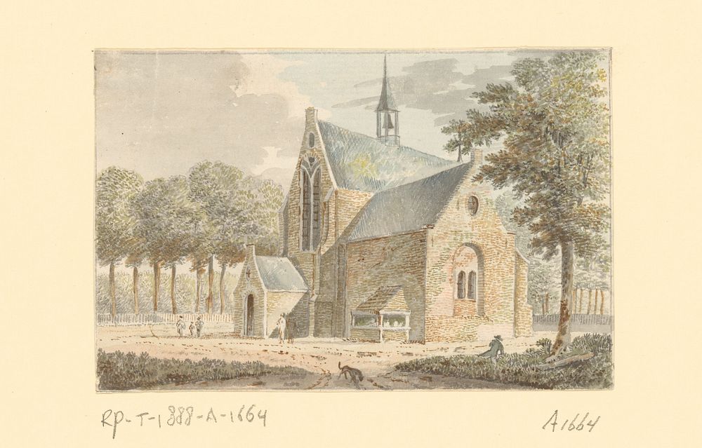Gezicht op de kerk te Arkel (c. 1733 - c. 1740) by Cornelis Pronk and Abraham Rademaker
