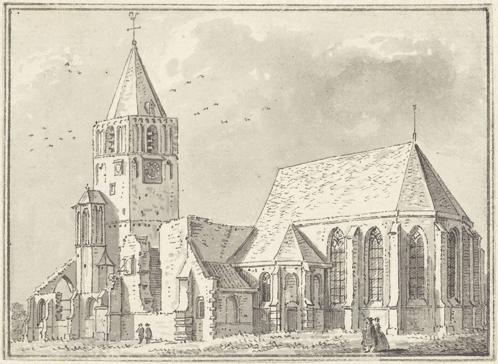 De kerk te Warmond (1730) by Abraham de Haen II