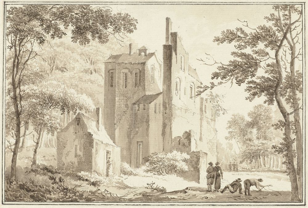 Een gezicht op een ruine (1744 - 1807) by Hendrik Tavenier