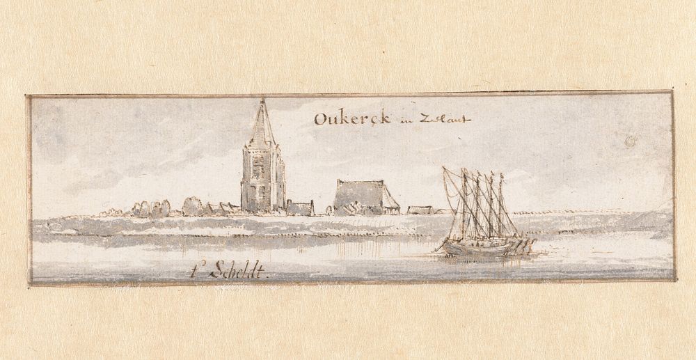 Gezicht op Ouwerkerk in Zeeland (1631 - 1636) by Claes Jansz Visscher II