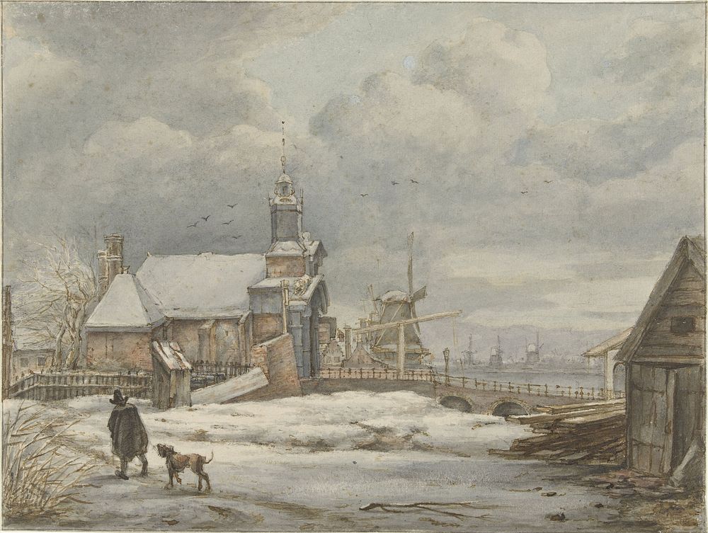 Gezicht op de Haarlemmerpoort te Amsterdam (1796 - 1849) by Albertus Brondgeest