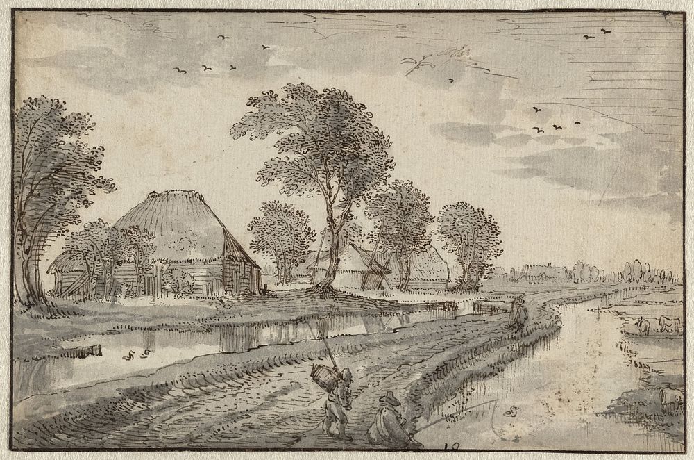 Road between Watercourses in a Polder Landscape (c. 1615 - c. 1620) by Claes Jansz Visscher II