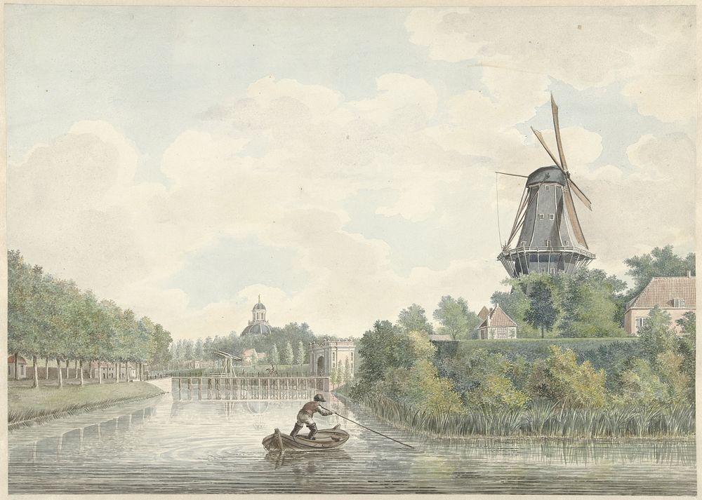 Stadswallen van Middelburg met de Koepoort, de Oostkerk en een molen (1700 - 1800) by anonymous